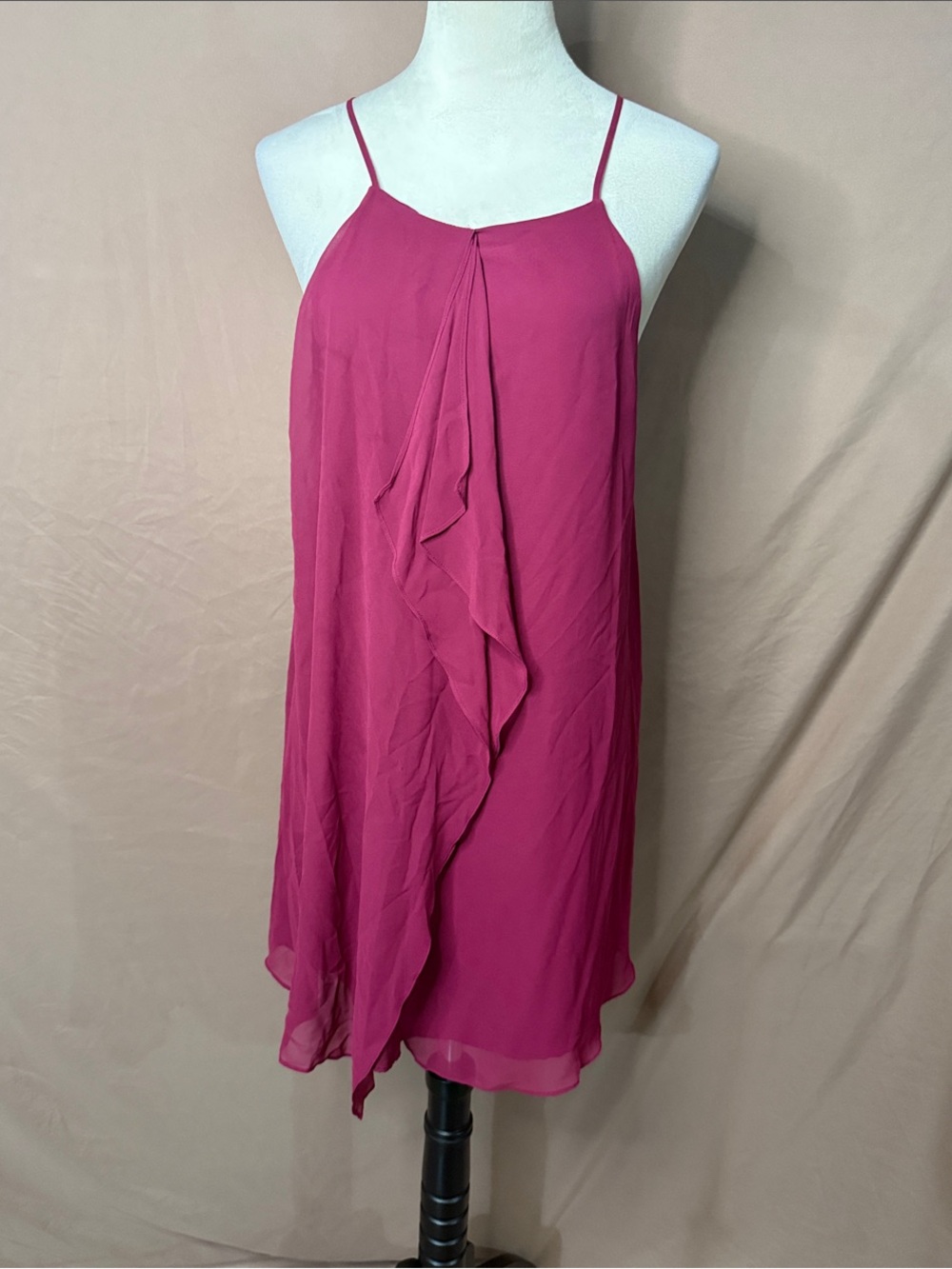 NWOT BCBGeneration Maroon Ruffle-Front Mini Slip Dress